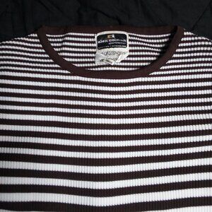 Vintage Alex Colman Ribbed Striped Op Art Polyester T-Shirt